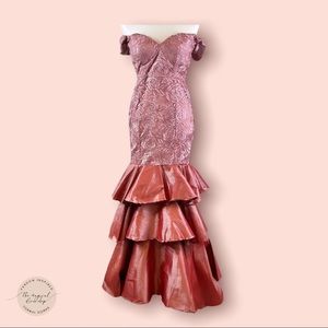 Beautiful Dusty Rose Pink Mermaid, Off Shoulder Dress, Fairytale